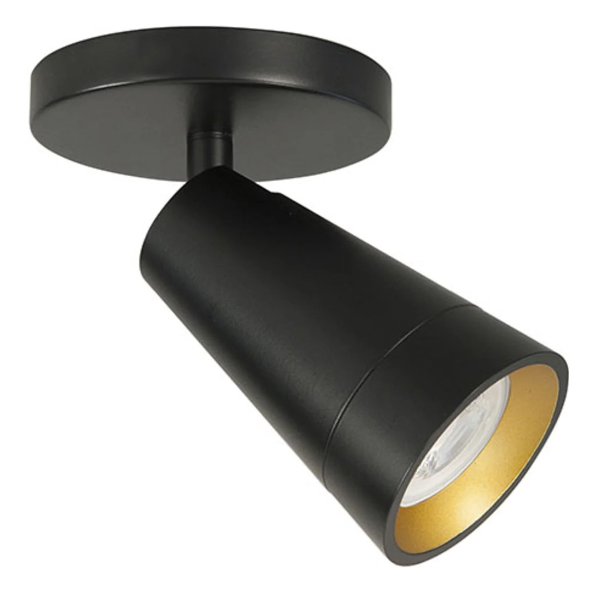 Opbouwspot Petunia | Zwart Goud Metaal | Rond | GU10 | 1-voudig | ⌀ 10cm