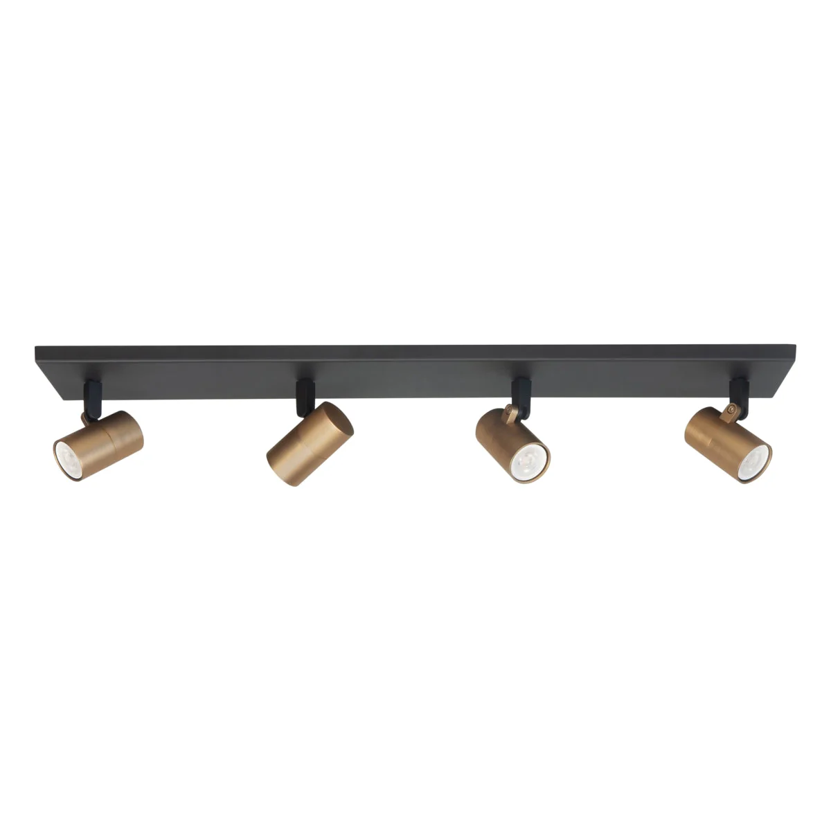 Opbouwspot Piccolo | Zwart + Messing | Langwerpig | GU10 | 4-voudig | 65cm