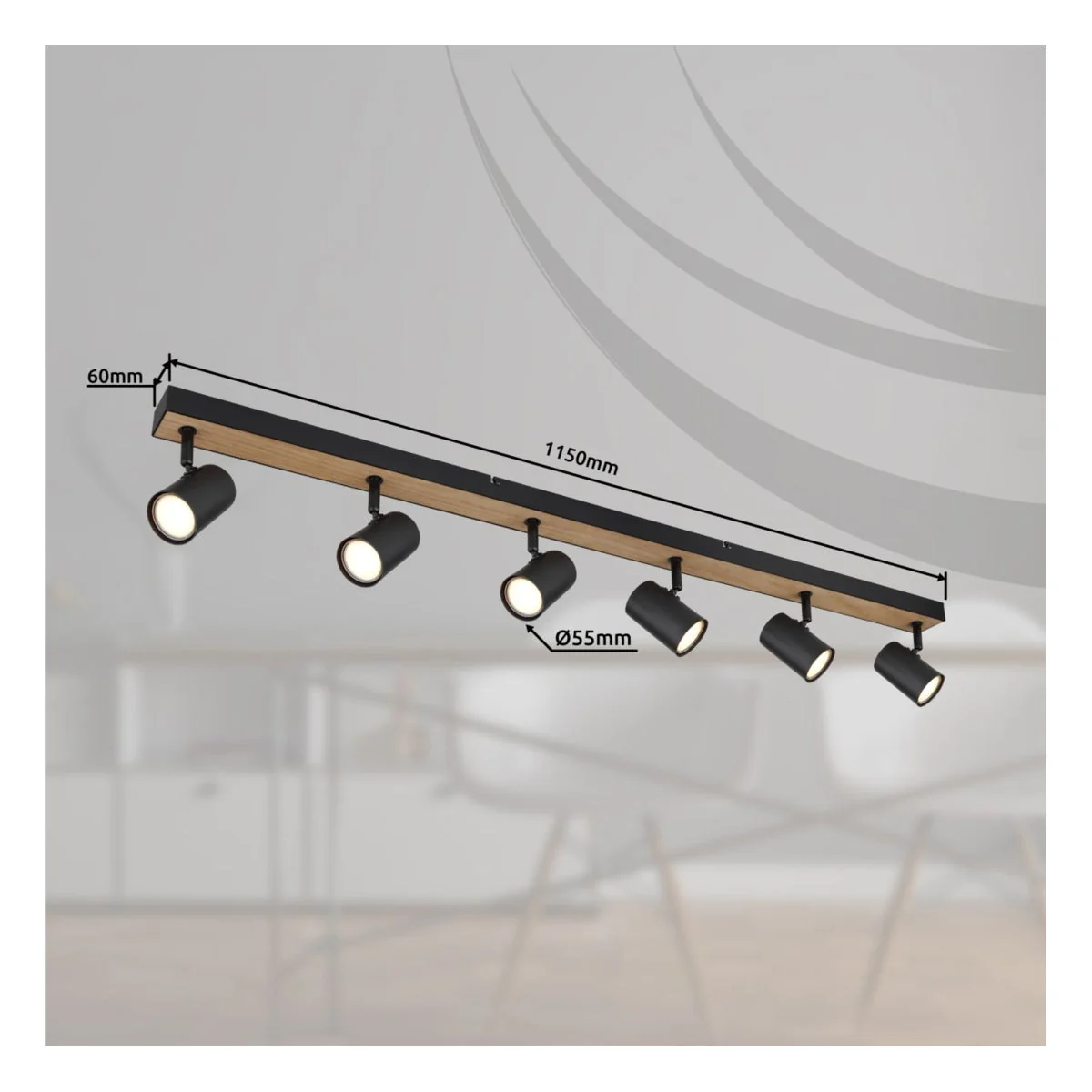 Opbouwspots ROBBY 6-lichts Zwart GU10 115cm - Image 8