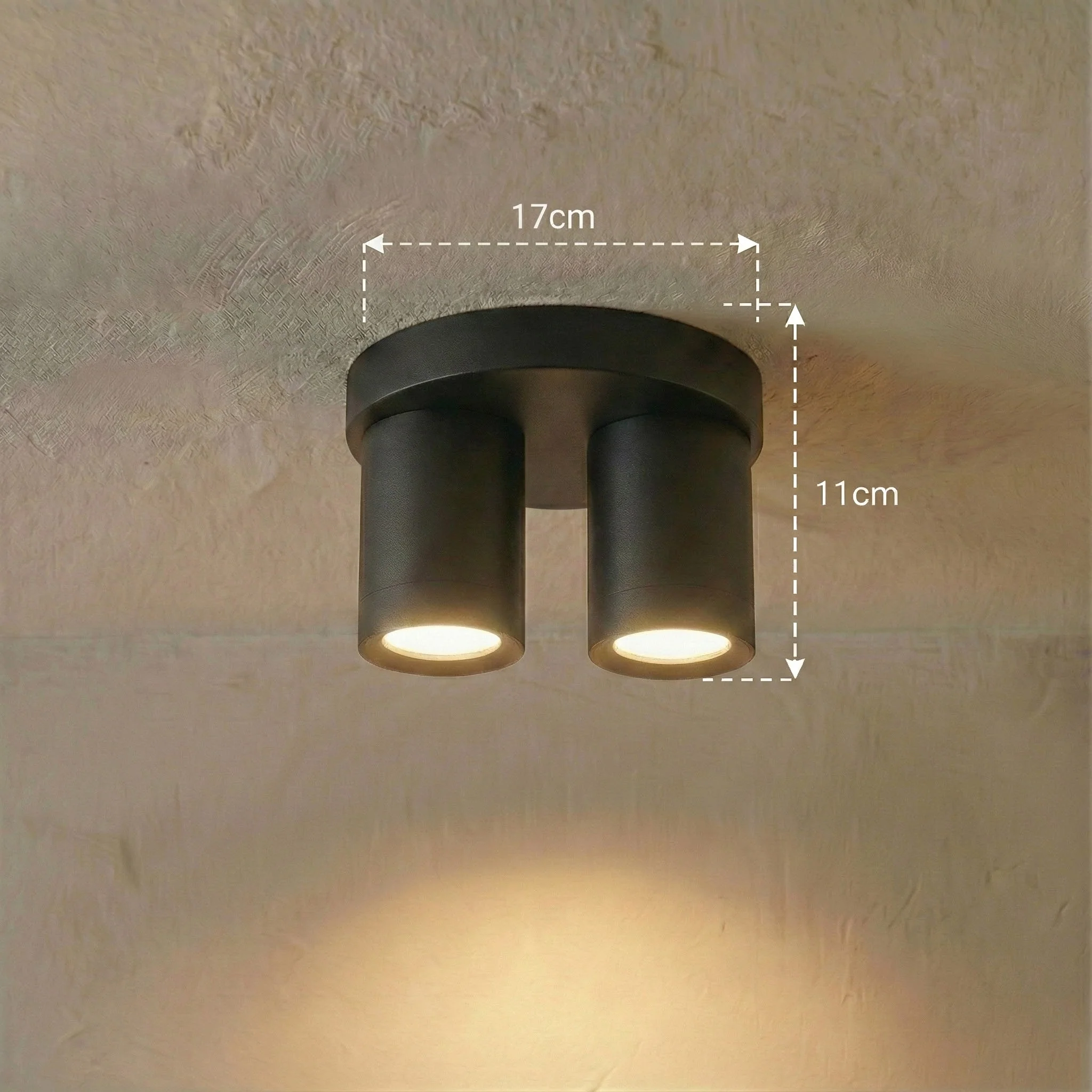 Opbouw Plafondspot LEXI | 2x GU10 fitting | Rond | Zwart | IP44 - Image 6