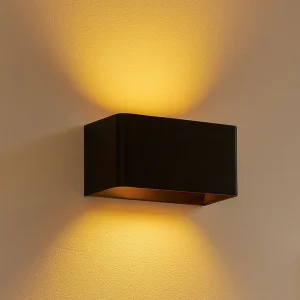High Light | LED Cube Wandlamp | DIMBAAR | 2700K | 6W | Zwart en Goud | Medium Stretto