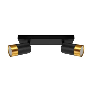 Opbouw plafond spot dubbel | zwart met goud | GU10 fitting